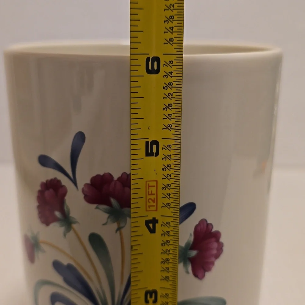 Beautiful Lenox Floral Ceramic Mug with Blue Ribbon Design